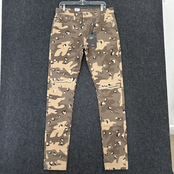 Levis Premium Lo-Ball Stack Jeans Men's 34 Camo Slim Taper Pants 59437-0005 - Picture 1 of 16